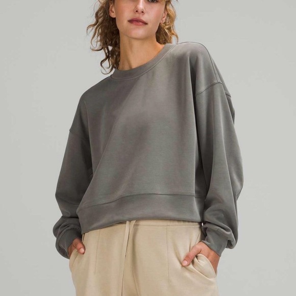 lululemon athletica Sweaters - Lululemon Grey Sage Perfectly Oversized Cropped Softstreme